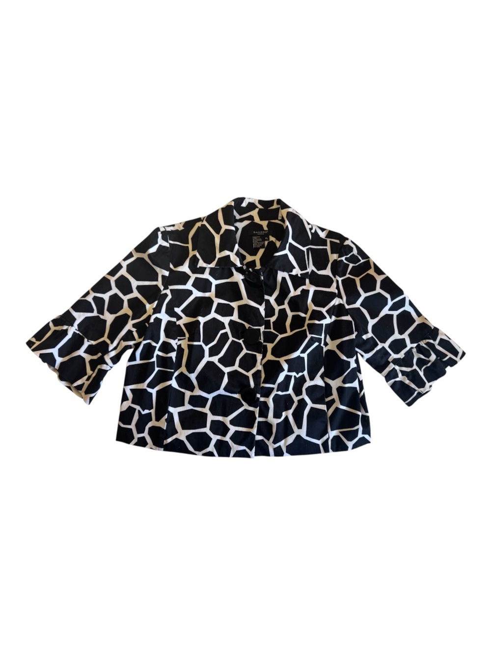 Sandro Sportswear Women’s PL Petite Large Black White Geometric Cropped Jacket